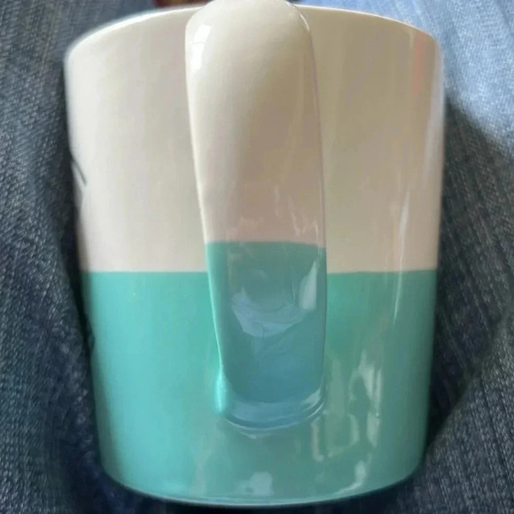 Modern Expressions Monogram Golden C Coffee Tea Soup Mug Turquoise White - Picture 3 of 11
